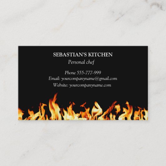 Personal Chef Culinaire Flaming Fire Catering Visitekaartje (Voorkant)