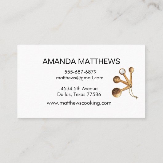 Personal Chef gebak Catering Rolling Pin Cook Visitekaartje (Achterkant)