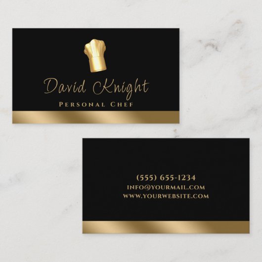 Personal Chef Gold Black Luxury Food Catering Visitekaartje (Voorkant / Achterkant)