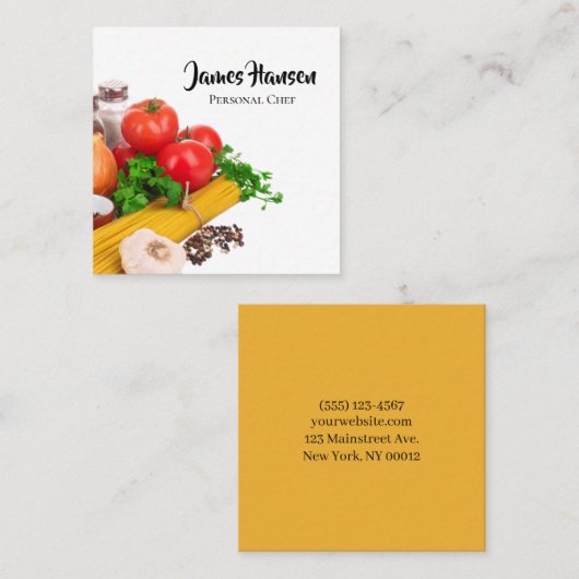 Personal Chef Groenteontwerp Vierkante Visitekaartje (Voorkant / Achterkant)