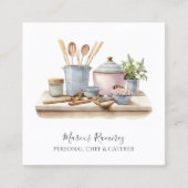 Personal Chef Kitchen Utensils  Vierkante Visitekaartje (Voorkant)