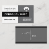 Personal chef minimalist grijs, wit, zwart visitekaartje (Voorkant / Achterkant)