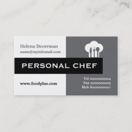 Personal chef minimalist grijs, wit, zwart visitekaartje