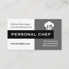 Personal chef minimalist grijs, wit, zwart visitekaartje