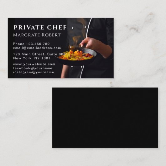 Personal Chef Private Chef Restaurant Chalk Black Visitekaartje (Voorkant / Achterkant)