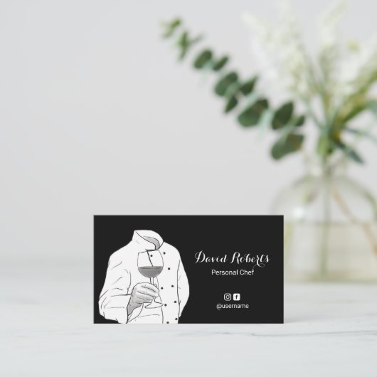 Personal Chef Professional Zwart & Wit Catering Visitekaartje (Staand voorkant)