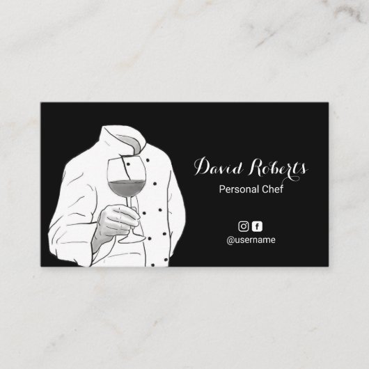 Personal Chef Professional Zwart & Wit Catering Visitekaartje (Voorkant)