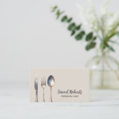 Personal Chef Restaurant Catering Elegant Cream Visitekaartje (Staand voorkant)