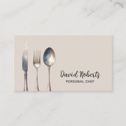 Personal Chef Restaurant Catering Elegant Cream Visitekaartje (Voorkant)