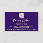 Personal Chef Restaurant Catering Logo QR BluNavy Visitekaartje (Achterkant)