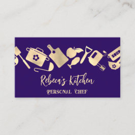 Personal Chef Restaurant Catering Logo QR BluNavy Visitekaartje