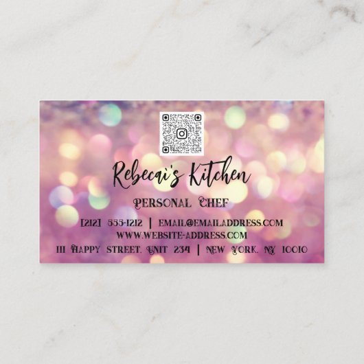 Personal Chef Restaurant Catering Logo QR Code Bar Visitekaartje (Achterkant)