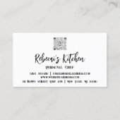 Personal Chef Restaurant Catering QR Logo White Visitekaartje (Achterkant)
