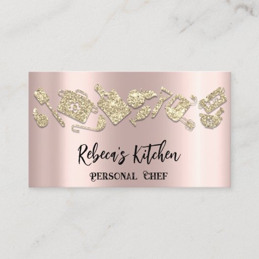 Personal Chef Restaurant Catering QR LogoRose Gold Visitekaartje (Voorkant)