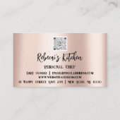 Personal Chef Restaurant Catering QR Roos Glitter Visitekaartje (Achterkant)