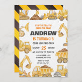 Personal Construction Boys Modern Birthday Party  Kaart (Voorkant / Achterkant)