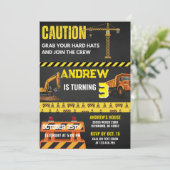 Personal Construction Yellow Building Birthday Kaart (Staand voorkant)