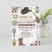 Personal Cowboy Wild West Birthday Party Kaart (Staand voorkant)