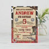 Personal Cowboy Wild West Rustic Wood Birthday Kaart (Staand voorkant)
