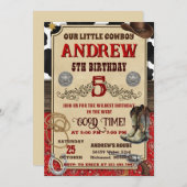 Personal Cowboy Wild West Rustic Wood Birthday Kaart (Voorkant / Achterkant)