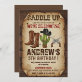 Personal Cowboy Wild Western Birthday Party Kaart (Voorkant / Achterkant)
