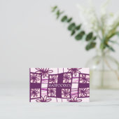 Personal Creative Floral Check Aubergine Plum Visitekaartje (Staand voorkant)
