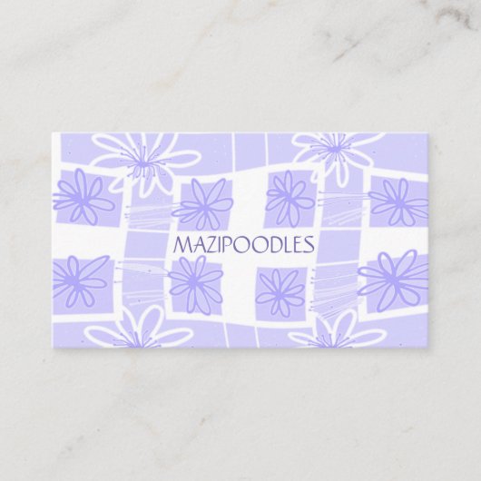 Personal Creative Floral Check Lila Lavendel Visitekaartje (Voorkant)