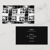 Personal Creative Floral Check Zwart Wit Visitekaartje (Voorkant / Achterkant)