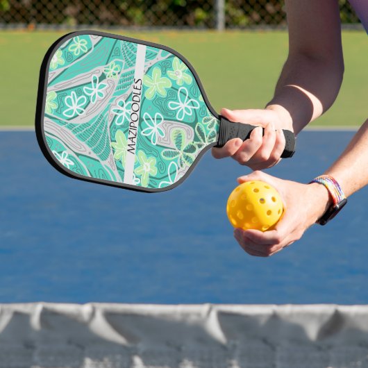 Personal Creative Floral Neuro Art Teal Green Pickleball Paddle (Insitu)