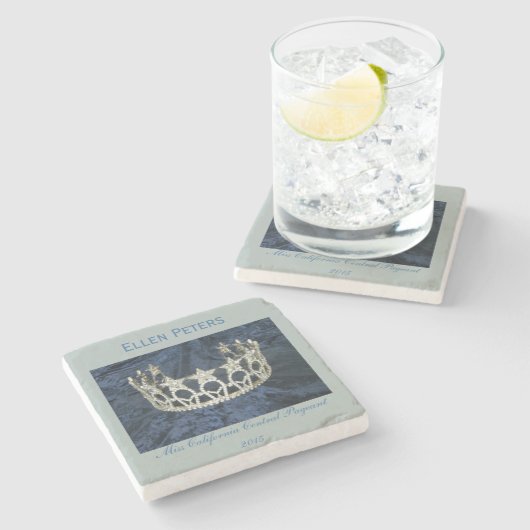 Personal Crown Award Marble Stone Onderzetter (Zijkant)