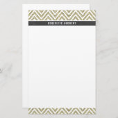 PERSONAL CUSTOM chevron patroon grijs goud glitter Briefpapier (Voorkant / Achterkant)