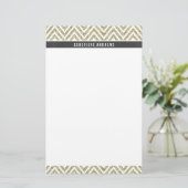 PERSONAL CUSTOM chevron patroon grijs goud glitter Briefpapier (Staand voorkant)