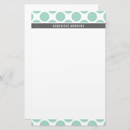 PERSONAL CUSTOM schattig grote polka dot mint groe Briefpapier (Voorkant / Achterkant)