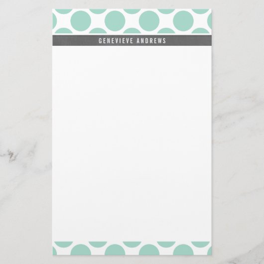 PERSONAL CUSTOM schattig grote polka dot mint groe Briefpapier (Voorkant)