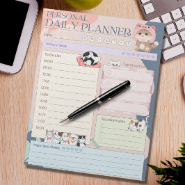 Personal Daily Planner Schattige Cat Kitten Multic Notitieblok