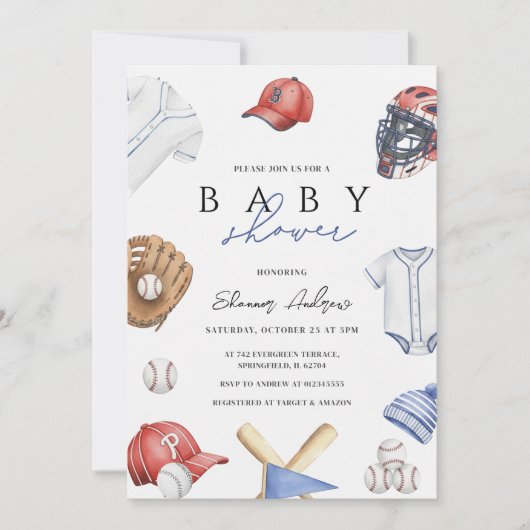 Personal Digital boy Baseball Rookie Baby Shower  Kaart (Voorkant)