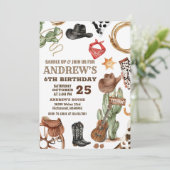 Personal Digital Cowboy Wild West Birthday Kaart (Staand voorkant)