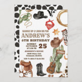 Personal Digital Cowboy Wild West Birthday Kaart (Voorkant / Achterkant)