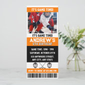 Personal Digital Hockey Ticket Birthday Foto toevo Kaart (Staand voorkant)