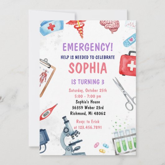 Personal Digital Kids Nurse Birthday Party Kaart (Voorkant)