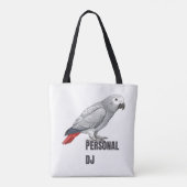 Personal DJ African Grey – Talking Parrot Design Tote Bag (Achterkant)