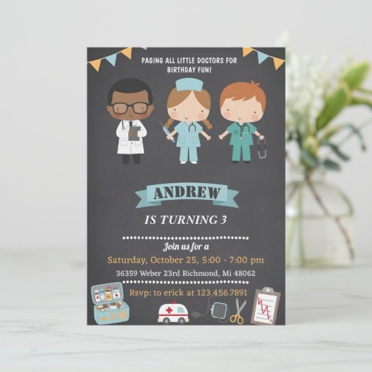 Personal Doctor Kids Medical Birthday Party  Kaart (Staand voorkant)