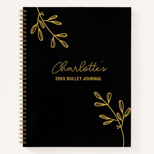Personal Elegant Black Gold Bullet Journal Notitieboek (Voorkant)