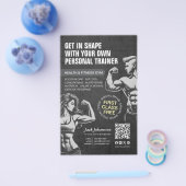 Personal Fitness Trainer Bodybuilding Gym Coach BW Flyer (Enkel)