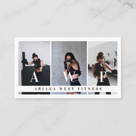 Personal Fitness Trainer Drie Foto Collage Visitekaartje (Voorkant)