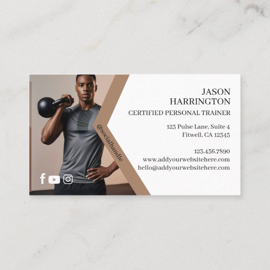 Personal Fitness Trainer Kettlebell Monogram Photo Visitekaartje (Achterkant)