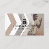 Personal Fitness Trainer Kettlebell Monogram Photo Visitekaartje (Voorkant)