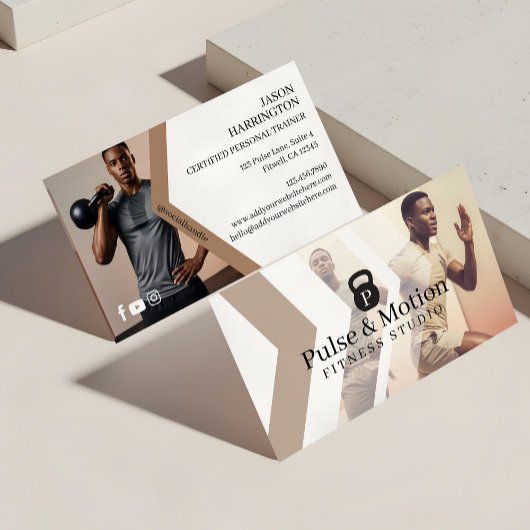 Personal Fitness Trainer Kettlebell Monogram Photo Visitekaartje