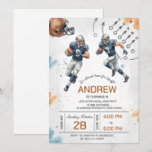 Personal football birthday party kaart (Voorkant / Achterkant)