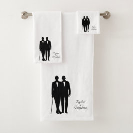 Personal Gay Wedding Grooms met Namen Bad Handdoek